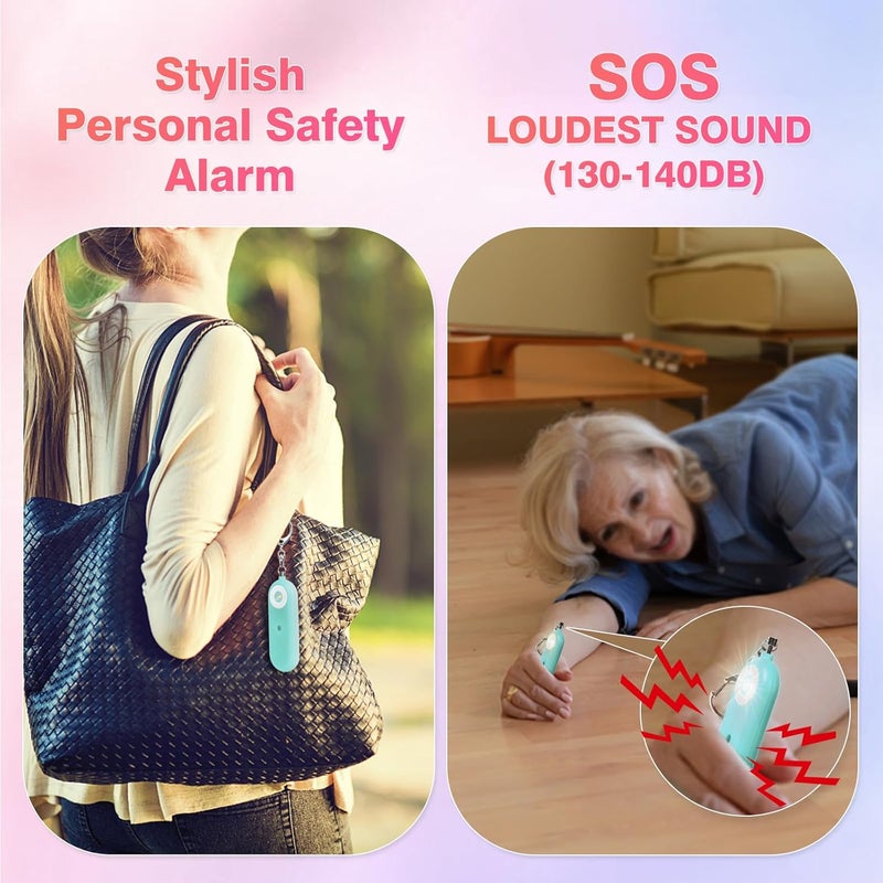 MtMinn Personal Safety Alarm for Women - 130dB Self Defense Keychains Siren Whistle, Replaceable Battery with SOS LED Strobe Light - Emergency Security Safe Protection Devices for Kids Elderly - Image 2